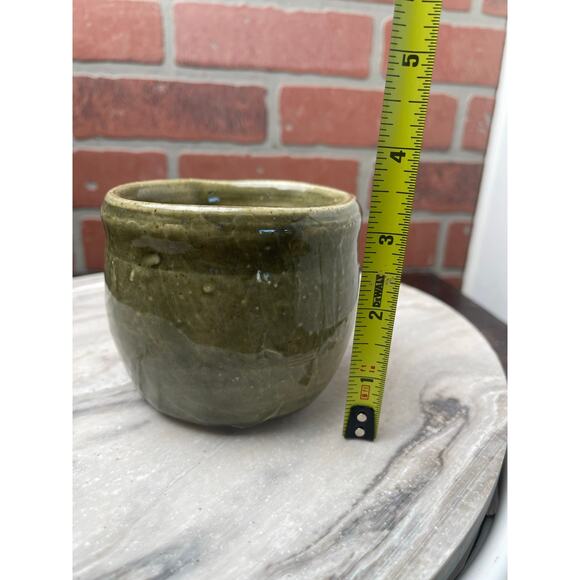 Unknown Brand Studio Pottery Mug Signed RK Green Stoneware Vintage Handmade - Picture 3 of 7